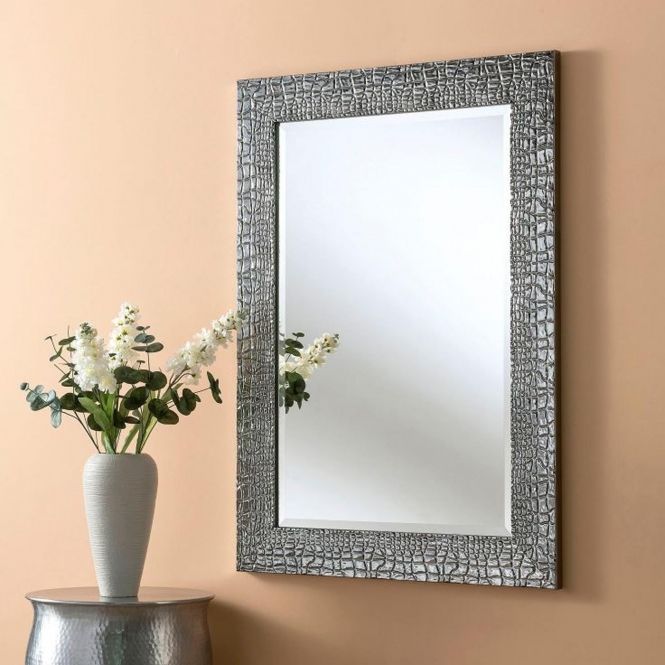 Decorative Pattern Grey Rectangular Wall Mirror | Decor | Hd365 In Tellier Accent Wall Mirrors (View 15 of 15)