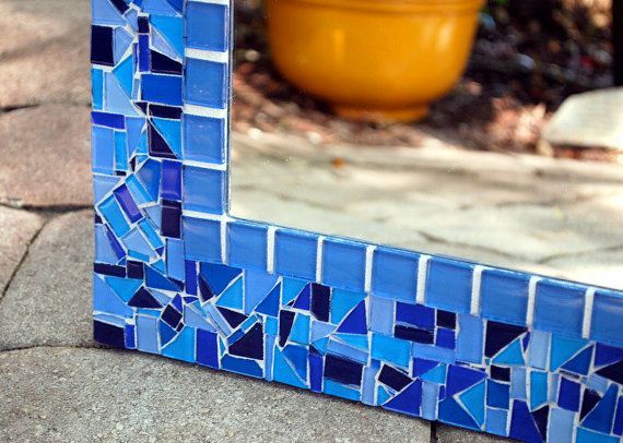 Decorative Wall Mirror Blue Mosaic Customgreenstreetmosaics, $250 Within Blue Green Wall Mirrors (View 11 of 15)