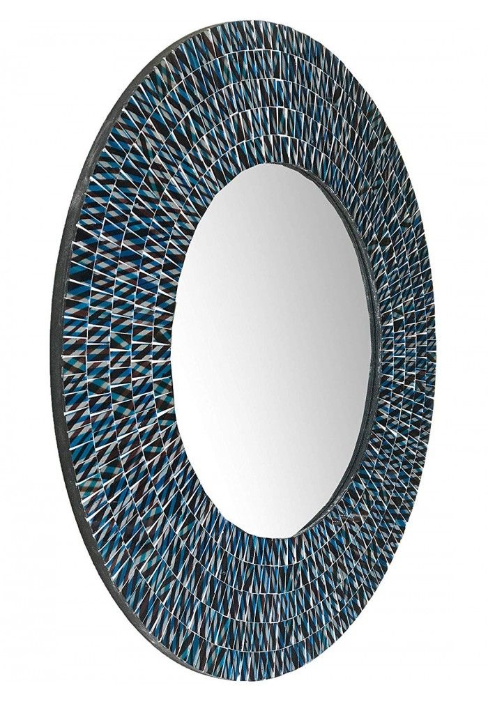 Decorshore 24 Inch Round Wall Mirror Decorative Glass Mosaic Bathroom Within Round Bathroom Wall Mirrors (View 8 of 15)