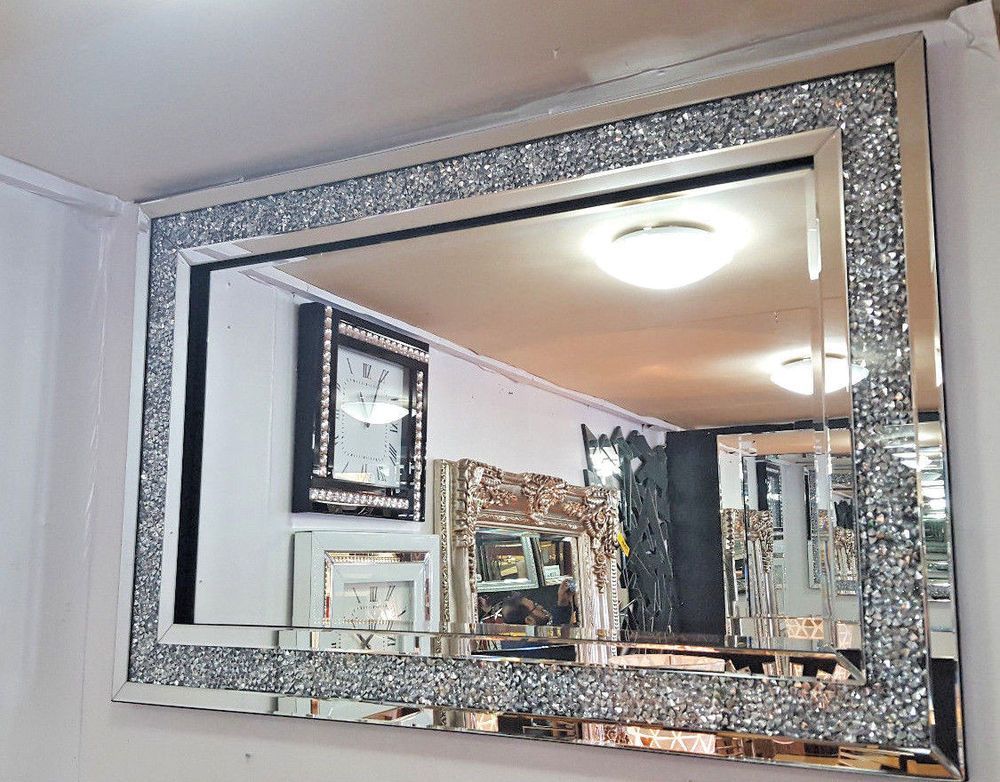 Details About Gatsby Crushed Diamond Crystal Glass Silver Frame With Regard To Northend Wall Mirrors (View 2 of 15)