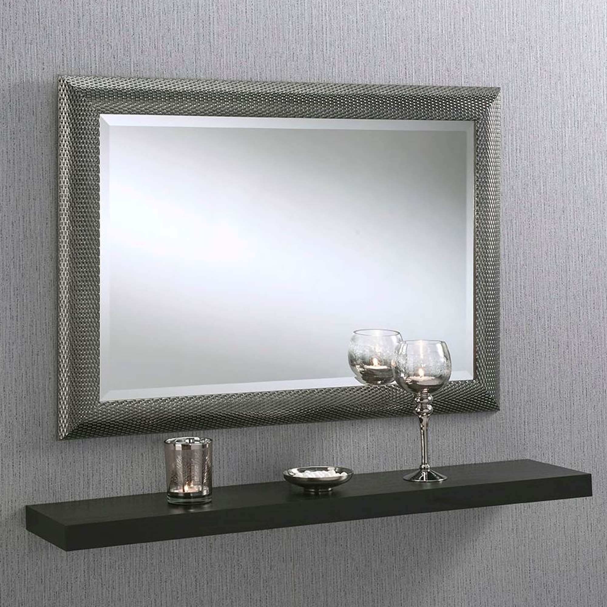 Dimple Effect Grey Rectangular Wall Mirror | Homesdirect365 In Wall Mirrors (View 5 of 15)