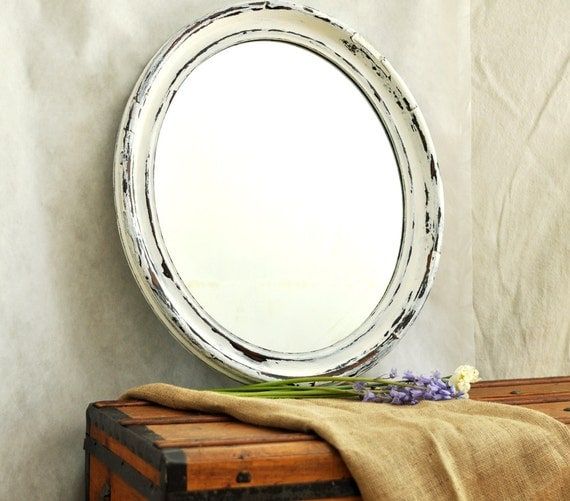 Distressed Antique Oval Wall Mirror Largethevelvetbranch Throughout Distressed Black Round Wall Mirrors (View 7 of 15)
