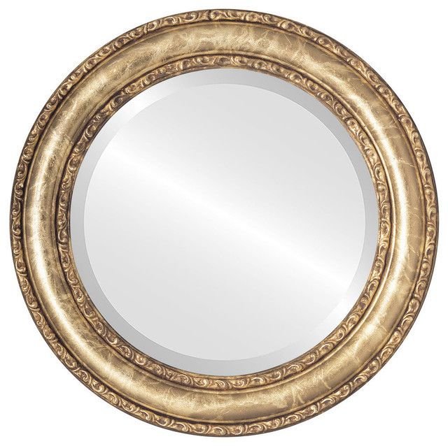 Dorset Framed Round Mirror In Champagne Gold – Traditional – Wall With Gold Rounded Corner Wall Mirrors (View 8 of 15)