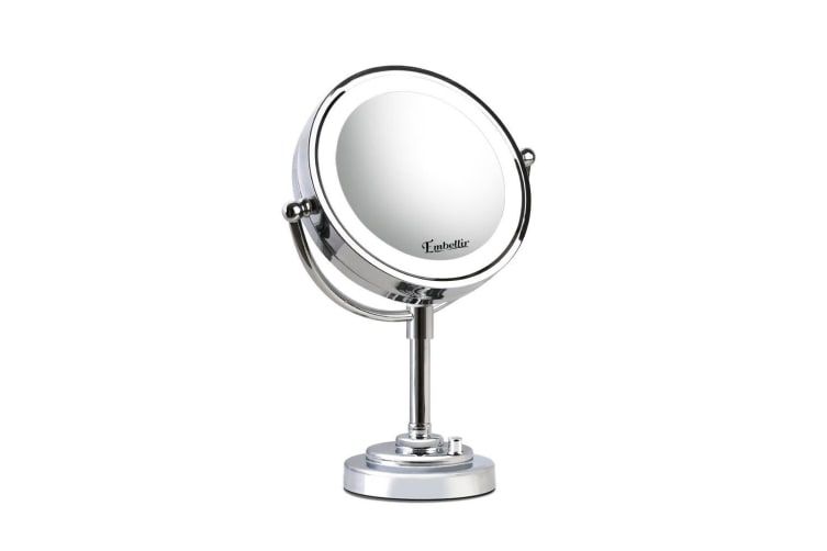 Double Side Makeup Mirror 10x Magnifying Stand With Led Lights – Kogan Intended For Single Sided Chrome Makeup Stand Mirrors (View 3 of 15)