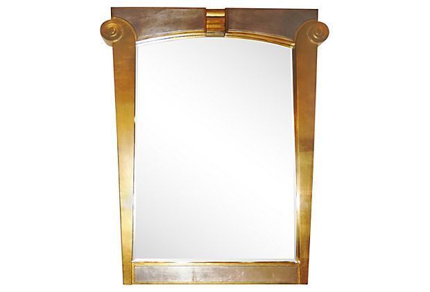 Dramatic Gold And Silver Leaf Framed Beveled Mirror. Curved Ionic Within Gold Curved Wall Mirrors (Photo 11 of 15)