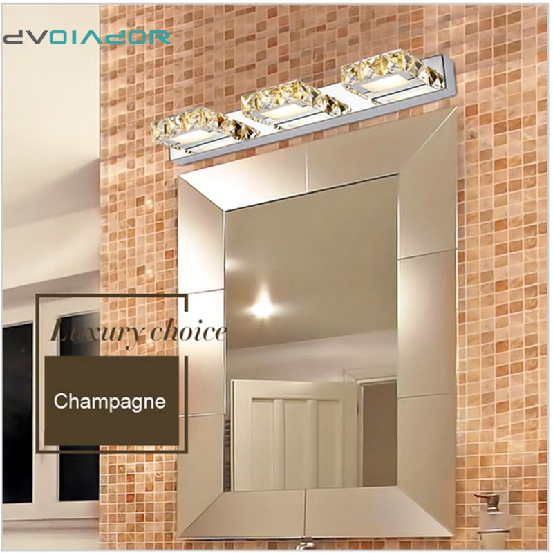 Dvolador Square Led Mirror Front Light Crystal Modern Bathroom Mirror With Front Lit Led Wall Mirrors (View 11 of 15)