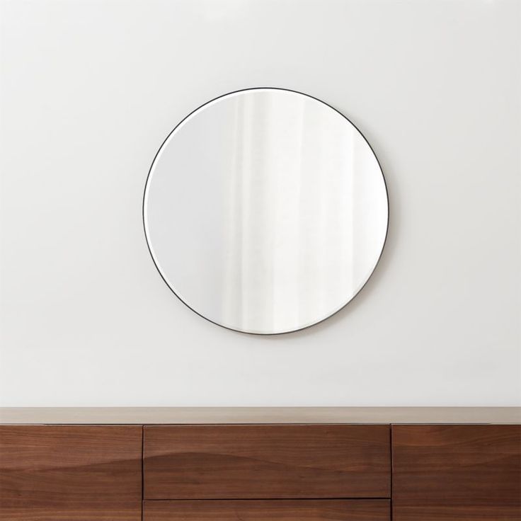 Edge Black Round 30" Wall Mirror + Reviews | Crate And Barrel | Mirror Intended For Black Openwork Round Metal Wall Mirrors (View 12 of 15)