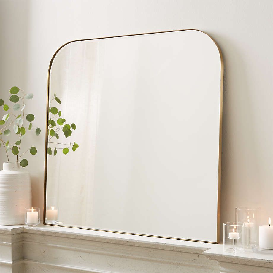 Edge Brass Minimalist Mirror + Reviews | Crate And Barrel Inside Edged Wall Mirrors (View 14 of 15)