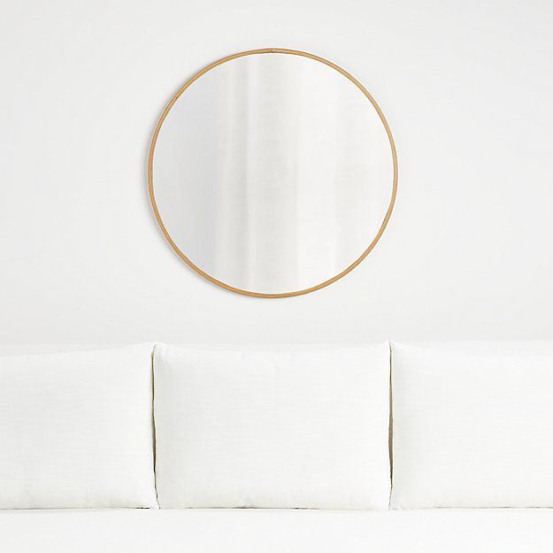 Edge Oak Round Wall Mirror + Reviews | Crate And Barrel | Minimalist Intended For Rounded Edge Rectangular Wall Mirrors (View 13 of 15)