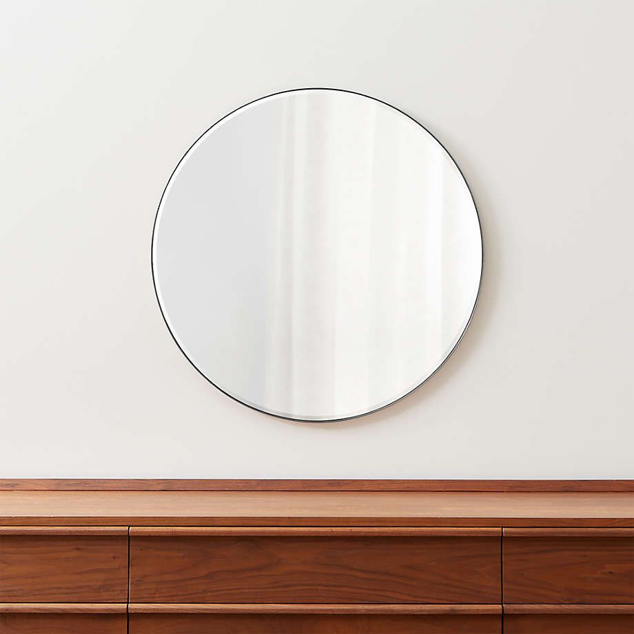 Edge Silver Round 30" Wall Mirror + Reviews | Crate And Barrel Canada Throughout Gold Black Rounded Edge Wall Mirrors (View 4 of 15)