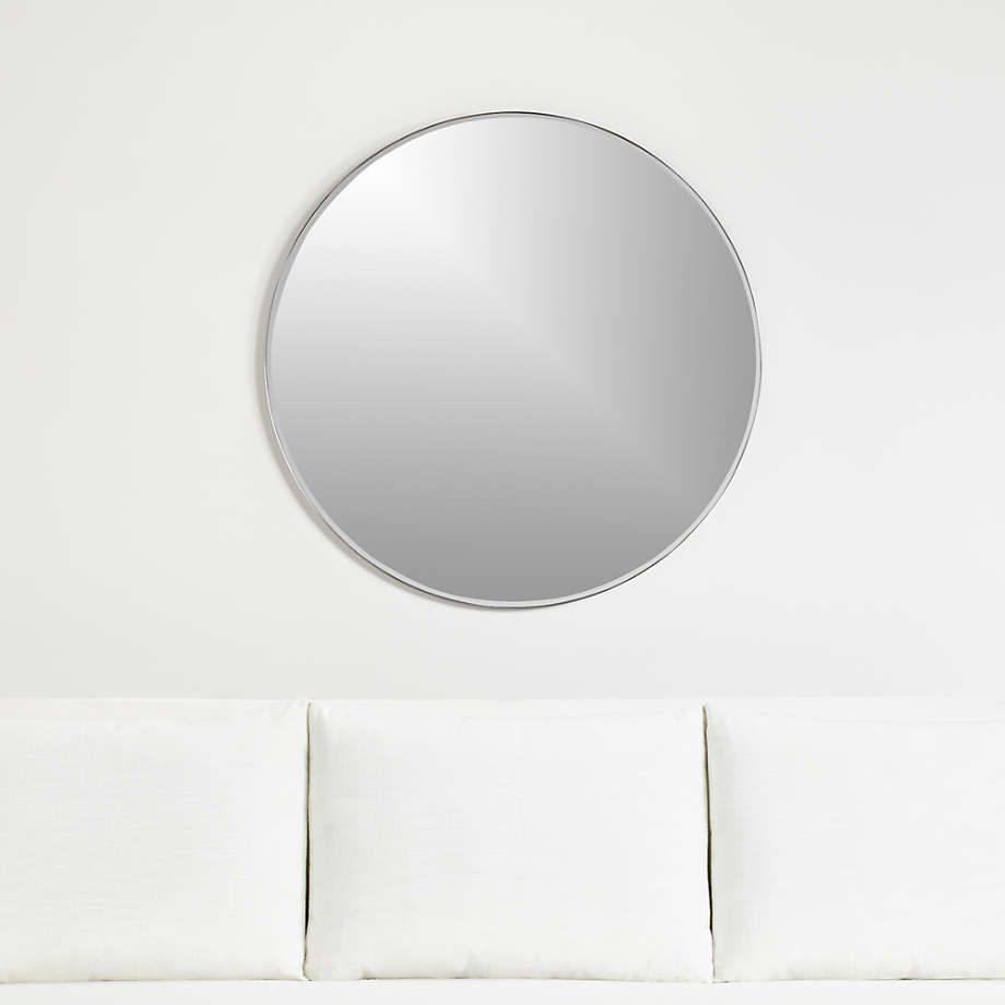 Edge Silver Round 36" Wall Mirror + Reviews | Crate And Barrel With Regard To Rounded Edge Rectangular Wall Mirrors (View 15 of 15)