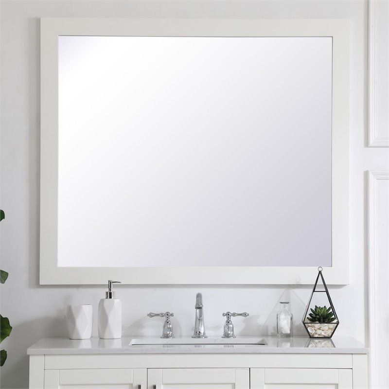 Elegant Decor Aqua 36" X 42" Wood Frame Bathroom Mirror In White Throughout White Decorative Vanity Mirrors (View 6 of 15)
