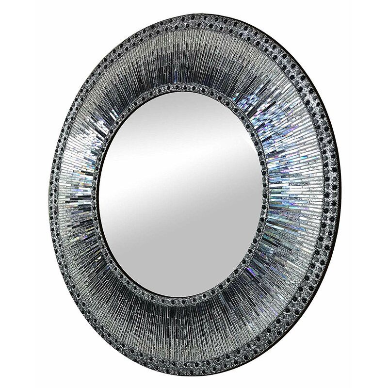 Everly Quinn Decorshore Kaleidoscope 24 Inch Wall Mirror, Luxe Multi Regarding Charcoal Gray Wall Mirrors (View 13 of 15)