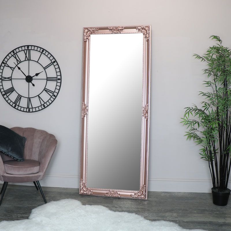 Extra, Extra Large Ornate Rose Gold Pink Full Length Wall Floor Mirror In Full Length Floor Mirrors (View 12 of 15)