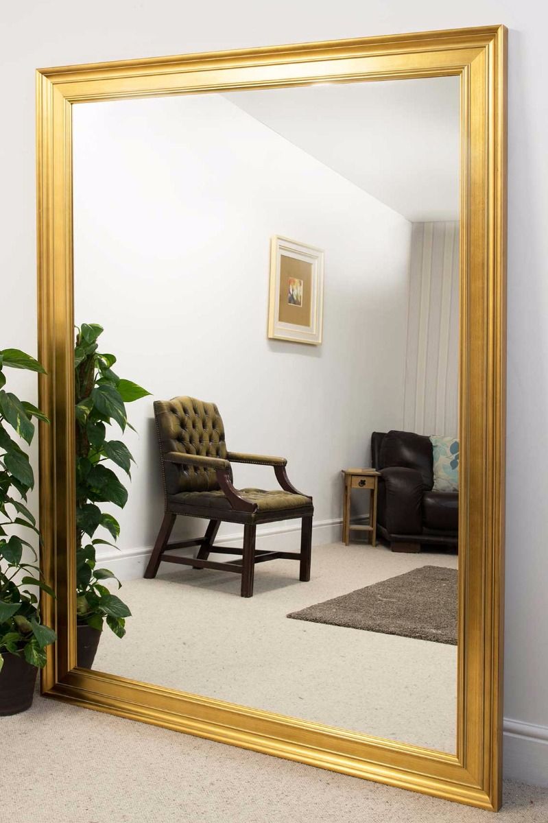 Extra Large Gold Coloured Modern Big Leaner Wall Mirror New Within Gold Square Oversized Wall Mirrors (View 14 of 15)