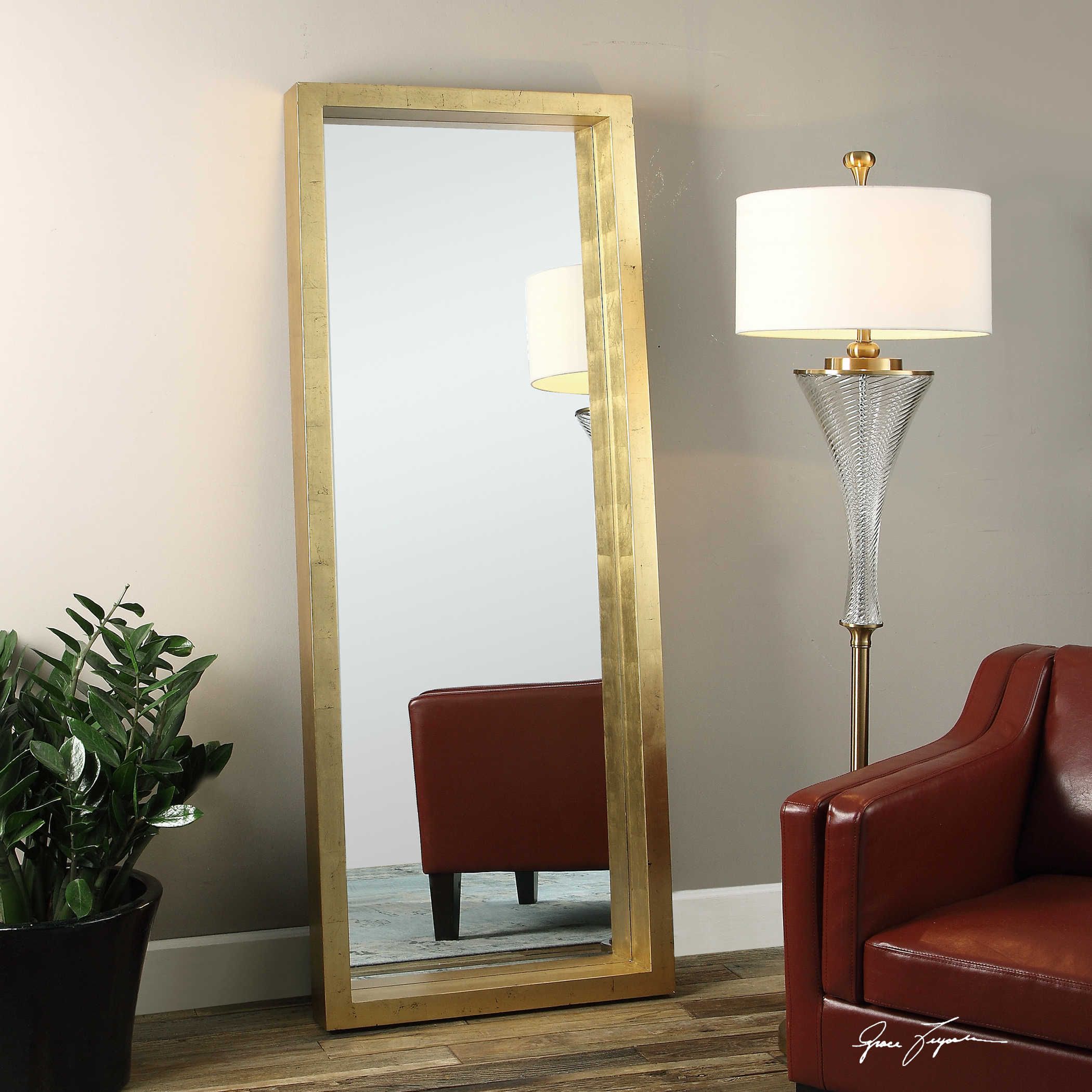 Extra Large Gold Wall Floor Dressing Leaner Mirror Xl 75" 759526406468 Inside Gold Leaf Floor Mirrors (View 10 of 15)