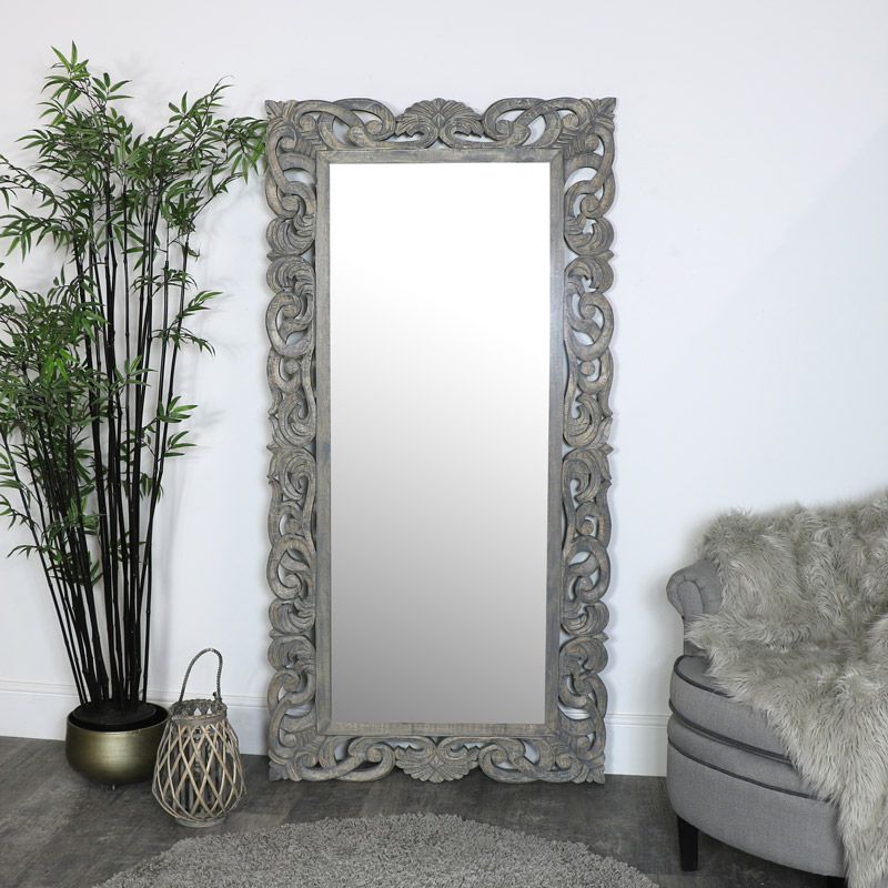 Extra Large Ornate Grey Wall Mirror | Melody Maison® With Steel Gray Wall Mirrors (View 11 of 15)