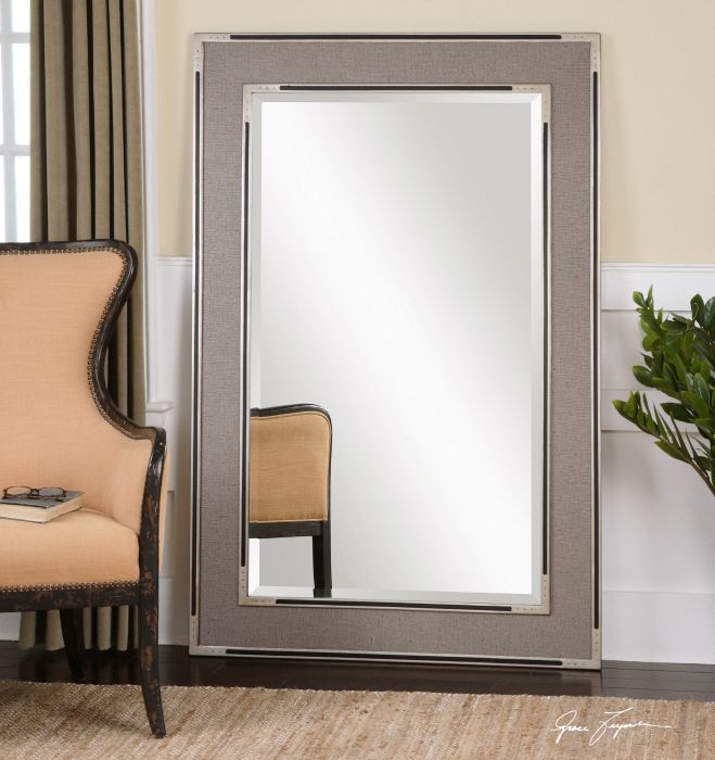 Extra Large Oversized Gray Tan Wall Floor Mirror Xl 61" Dressing In Modern Oversized Wall Mirrors (View 12 of 15)