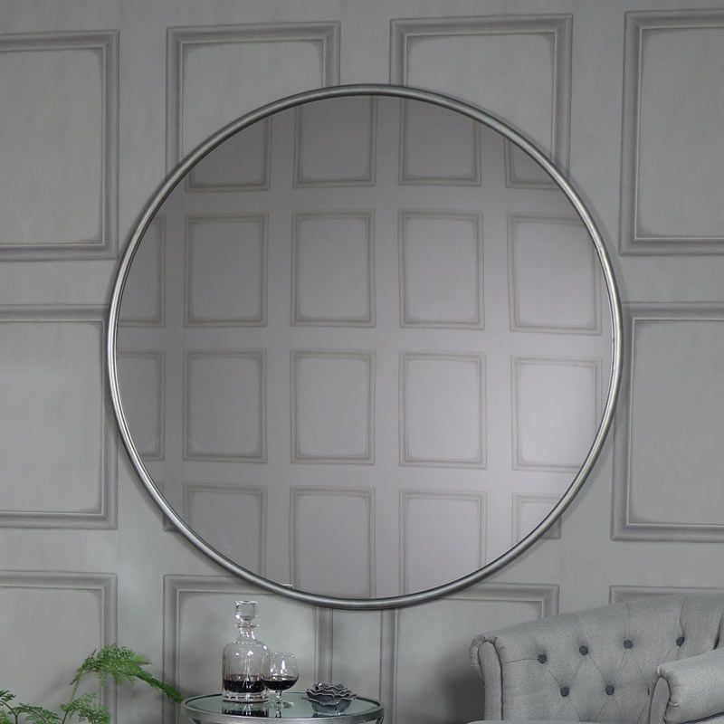 Extra Large Round Silver Wall Mirror 120cm X 120cm – Melody Maison® Throughout Scalloped Round Modern Oversized Wall Mirrors (View 12 of 15)