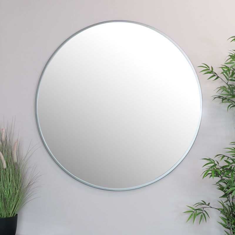 Extra Large Round Silver Wall Mirror 120cm X 120cm With Regard To Scalloped Round Modern Oversized Wall Mirrors (View 2 of 15)
