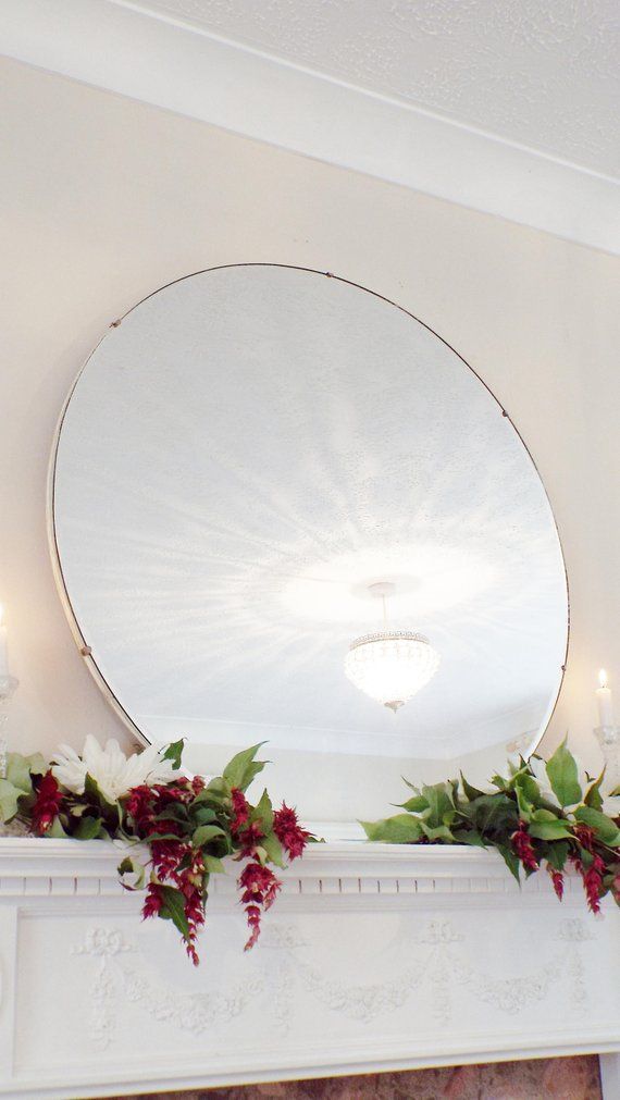 Extra Large Vintage Mirror Art Deco Round Mirror Frameless | Etsy With Celeste Frameless Round Wall Mirrors (View 15 of 15)