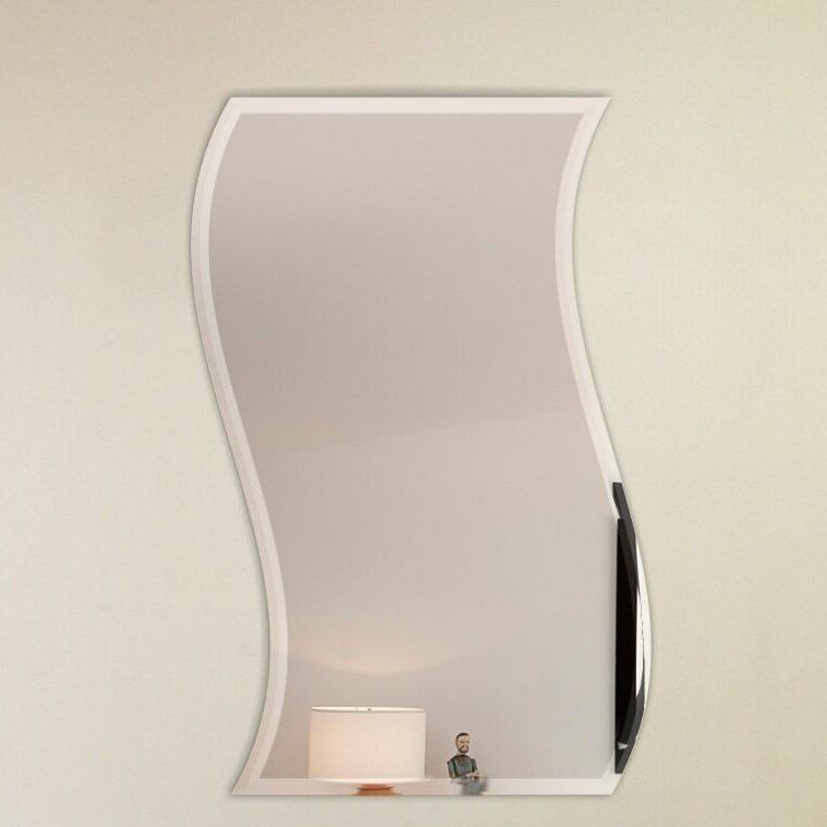Fab Glass And Mirror Wavy Beveled Polish Frameless Wall Mirror With Intended For Square Frameless Beveled Vanity Wall Mirrors (View 10 of 15)