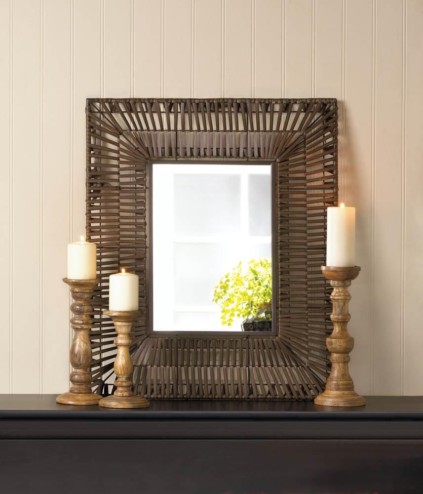 Faux Rattan Rectangular Wall Mirror Wholesale At Koehler Home Decor Within Rectangular Bamboo Wall Mirrors (View 5 of 15)