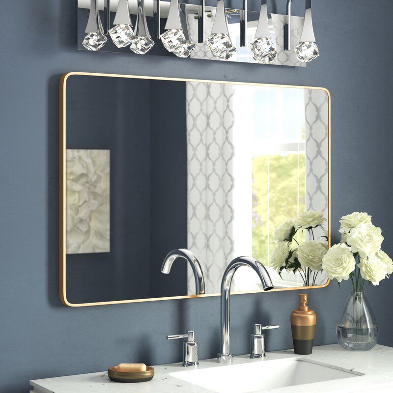 Flippo Rectangular Round Corner Bathroom / Vanity Mirror | Bathroom In Squared Corner Rectangular Wall Mirrors (View 1 of 15)
