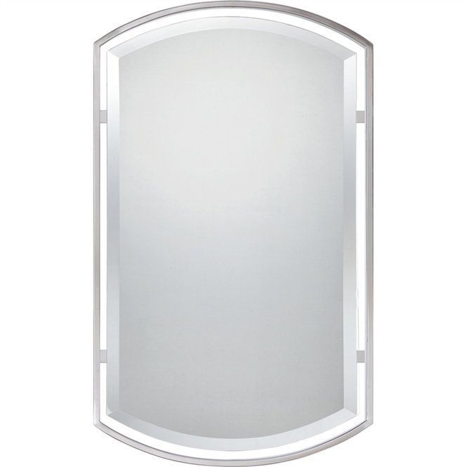 Floating Frame Rounded Rectangular Mirror | Brushed Nickel Mirror Inside Polished Nickel Rectangular Wall Mirrors (View 6 of 15)