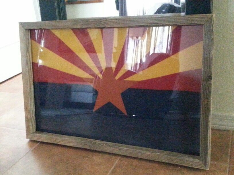 Framed Arizona State Flag, Reclaimed Wood Frame (View 9 of 15)