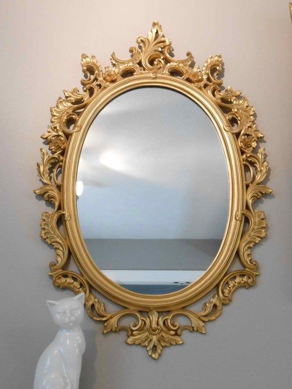Framed Oval Mirror Ornate Gold Pertaining To Antique Gold Cut Edge Wall Mirrors (View 2 of 15)