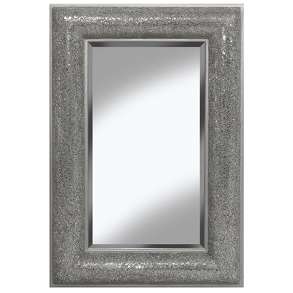 Framed Silver Mosaic Mirror Chunky Frame With Bevel With Regard To Rounded Cut Edge Wall Mirrors (View 9 of 15)