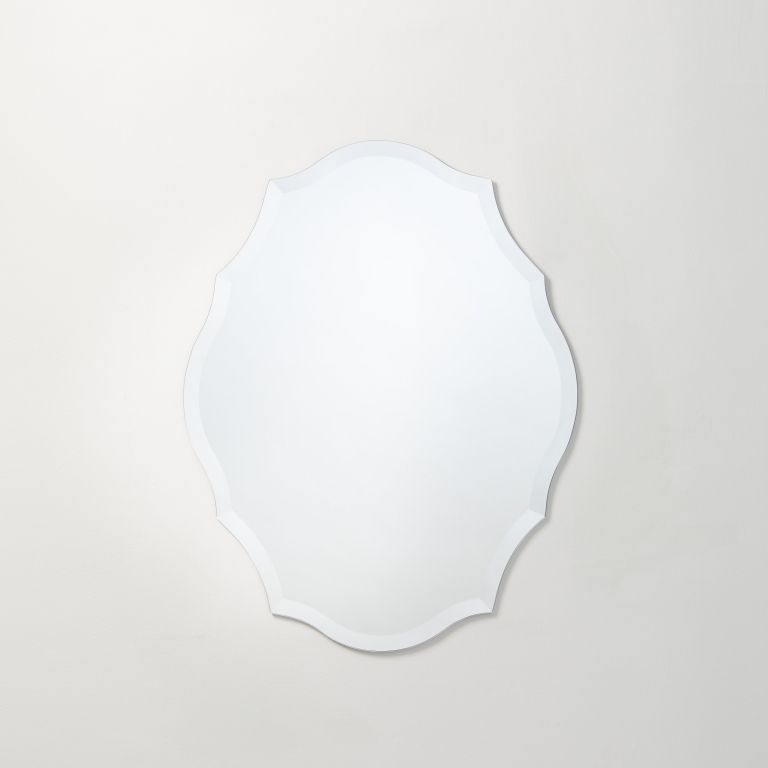 Frameless Beveled Scalloped Oval Mirror – Better Bevel – Made In Usa Intended For Polygonal Scalloped Frameless Wall Mirrors (View 14 of 15)