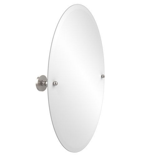 Frameless Oval Tilt Mirror With Beveled Edge, Satin Nickel | Mirror Intended For Ceiling Hung Polished Nickel Oval Mirrors (View 8 of 15)