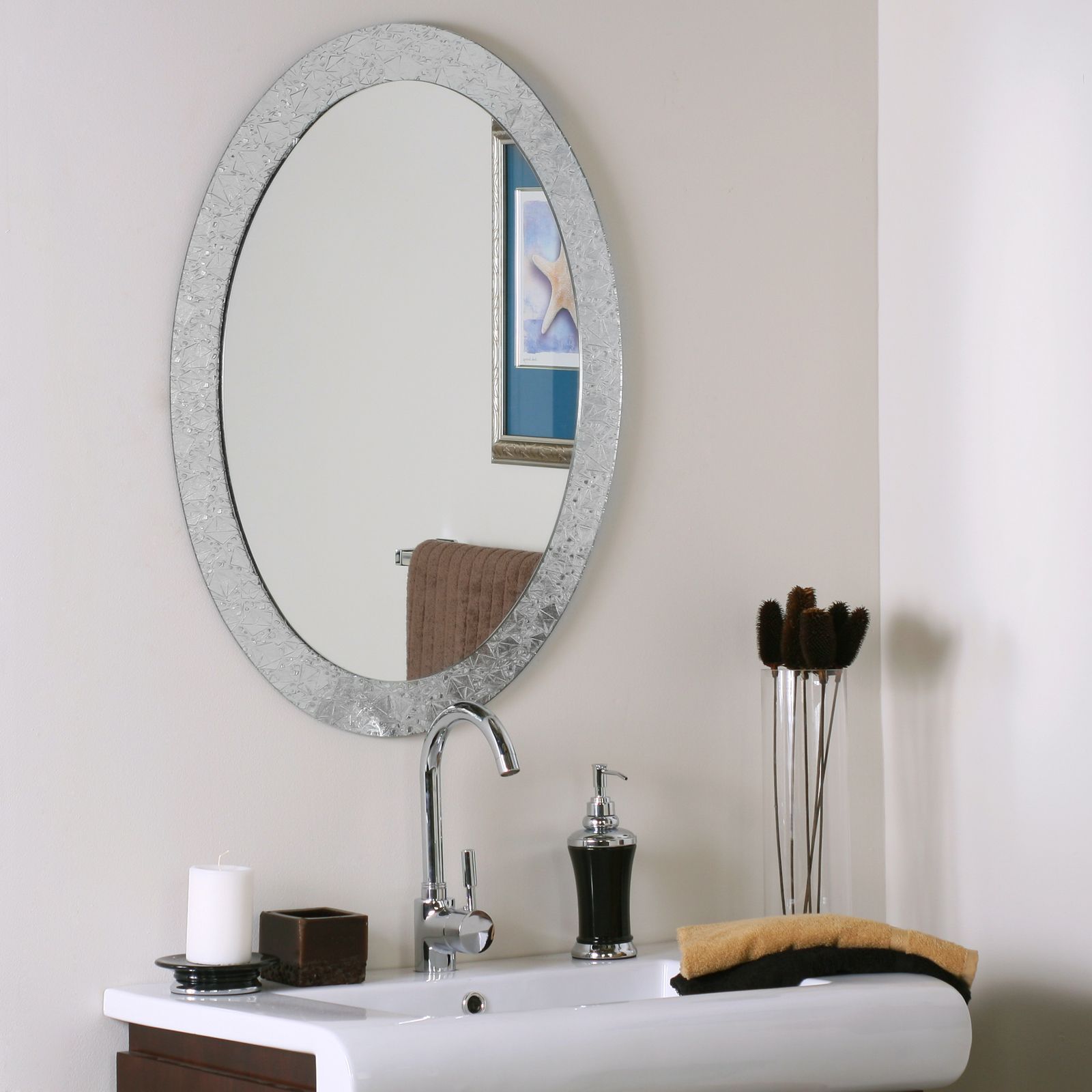 Frameless Oval Wall Mirror In Oval Mirrors With Oval Beveled Frameless Wall Mirrors (View 13 of 15)