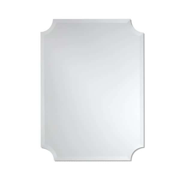 Frameless Rectangle Wall Mirror With Scalloped Corners – Free Shipping Inside Square Frameless Beveled Wall Mirrors (View 9 of 15)