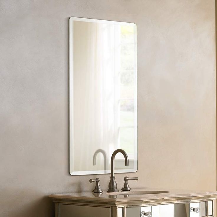 Frameless Rectangular 20" X 30" Beveled Wall Mirror – #p1401 | Lamps Pertaining To Crown Frameless Beveled Wall Mirrors (View 13 of 15)