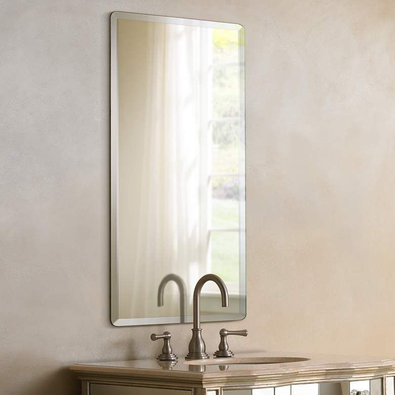 Frameless Rectangular 20" X 30" Beveled Wall Mirror – #p1401 | Lamps Throughout Frameless Beveled Wall Mirrors (View 6 of 15)
