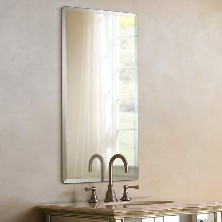 Frameless Rectangular 20" X 30" Beveled Wall Mirror – #p1401 | Lamps Throughout Square Frameless Beveled Vanity Wall Mirrors (View 1 of 15)