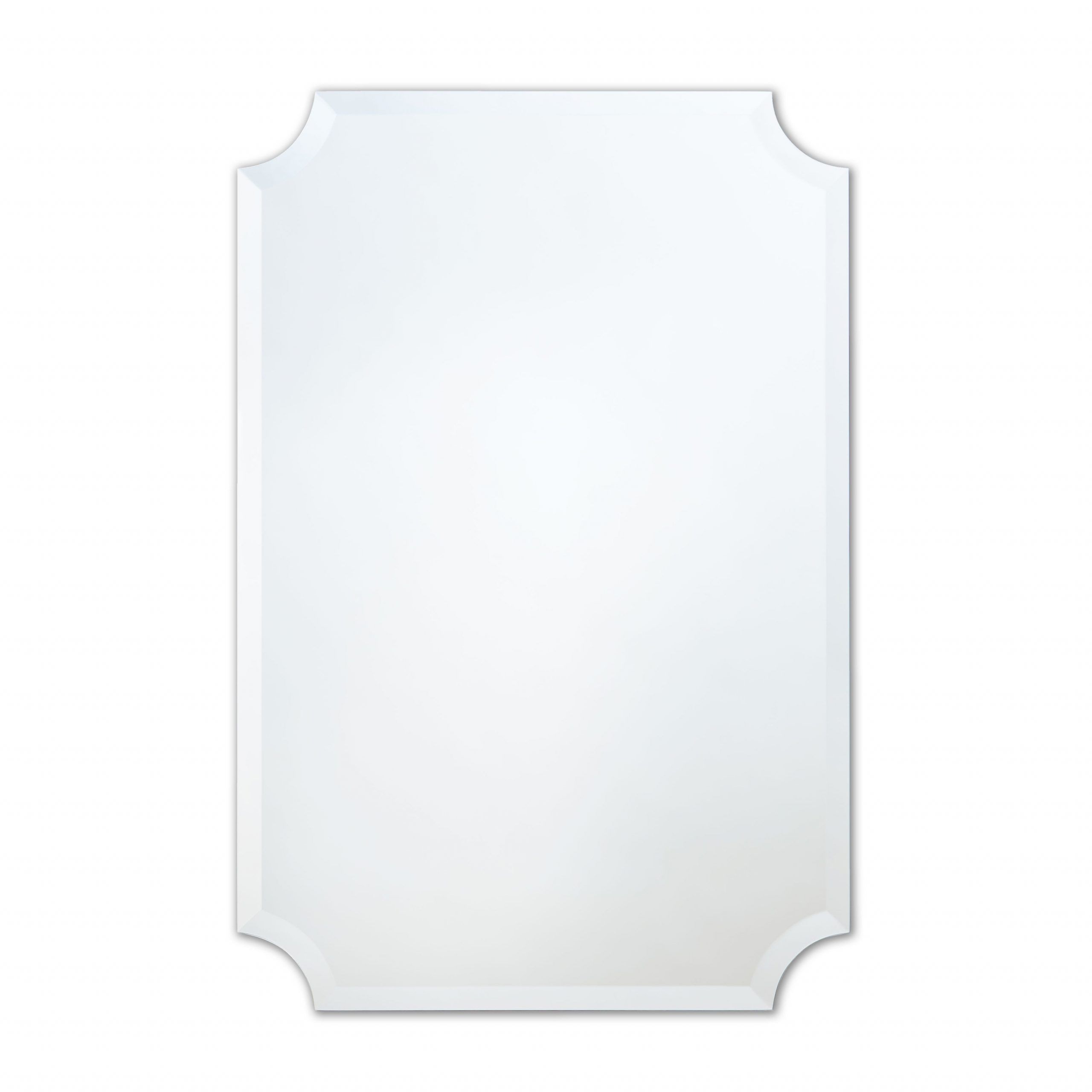 Frameless Scalloped Rectangle Wall Mirror – Clear – 24 In X 24 In X 36 Pertaining To Reign Frameless Oval Scalloped Beveled Wall Mirrors (View 1 of 15)