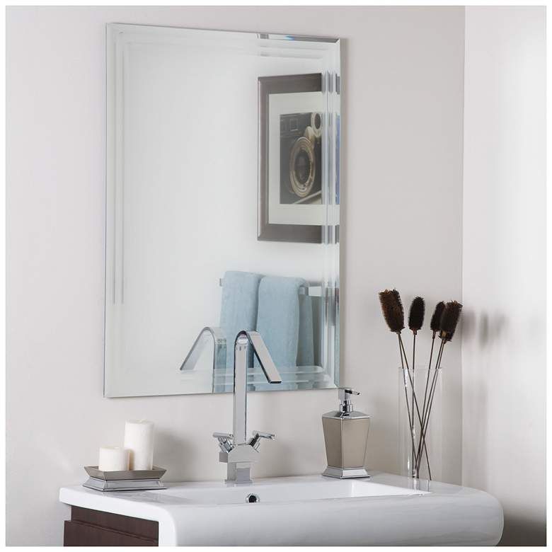 Frameless Tri Bevel 23 1/2" X 31 1/2" Wall Mirror – #58m44 | Lamps Plus Inside Double Crown Frameless Beveled Wall Mirrors (View 13 of 15)