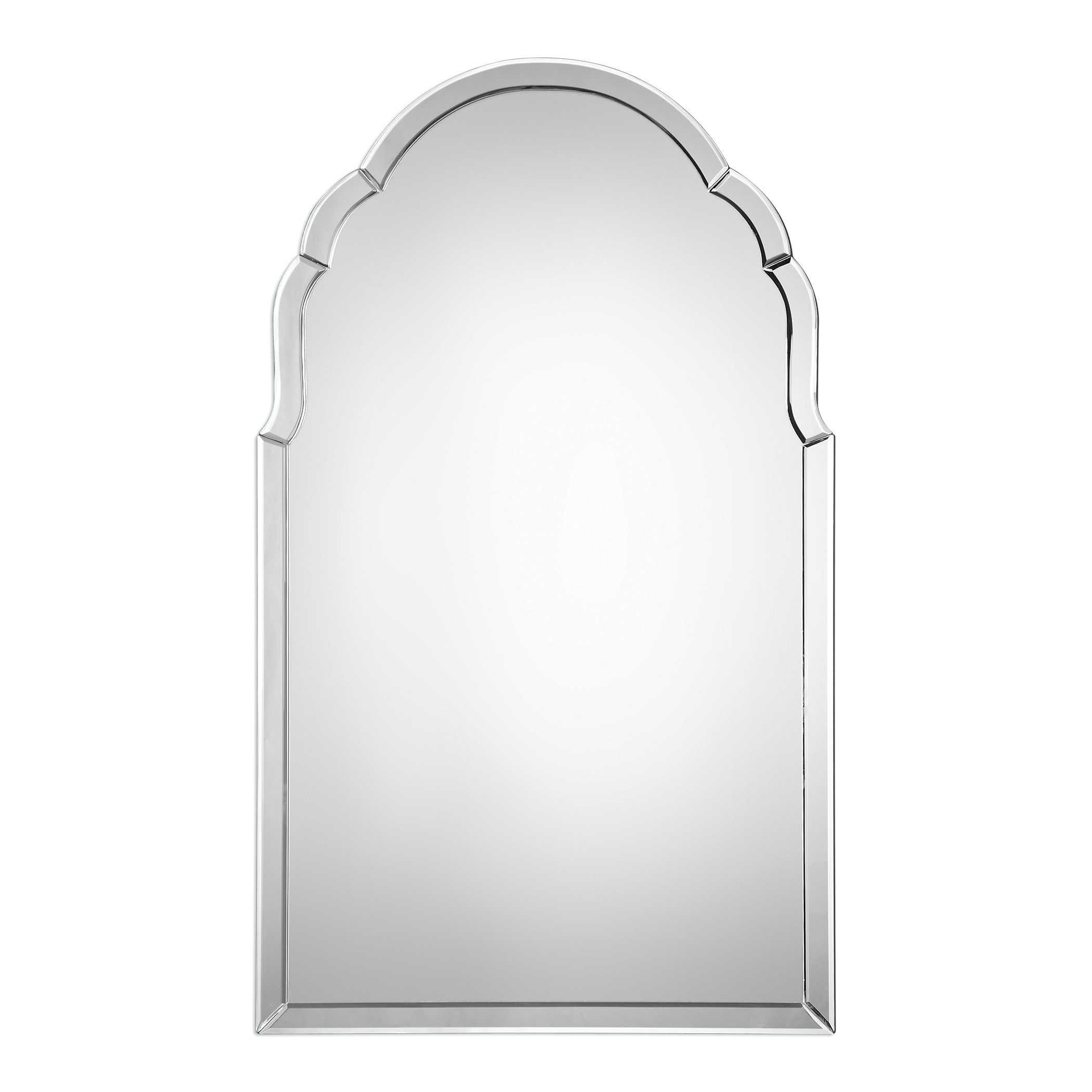 Frameless Venetian Arch Wall Mirror Curved Beveled Glass 792977091494 Intended For Frameless Beveled Wall Mirrors (View 7 of 15)