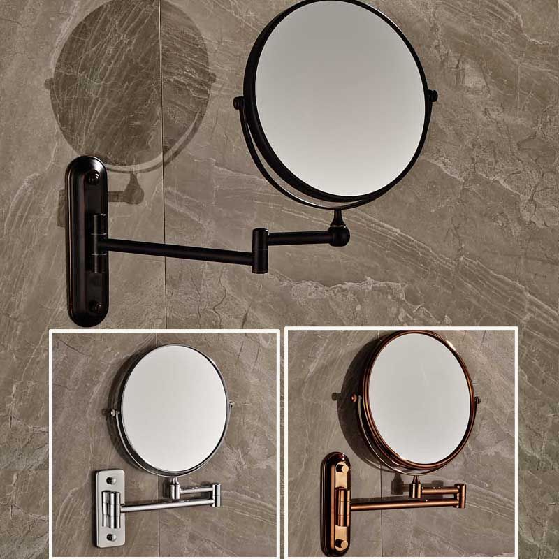 Free Shipping 8" Wall Mounted Round Magnifying Bathroom Mirror Brass With Round Bathroom Wall Mirrors (View 6 of 15)