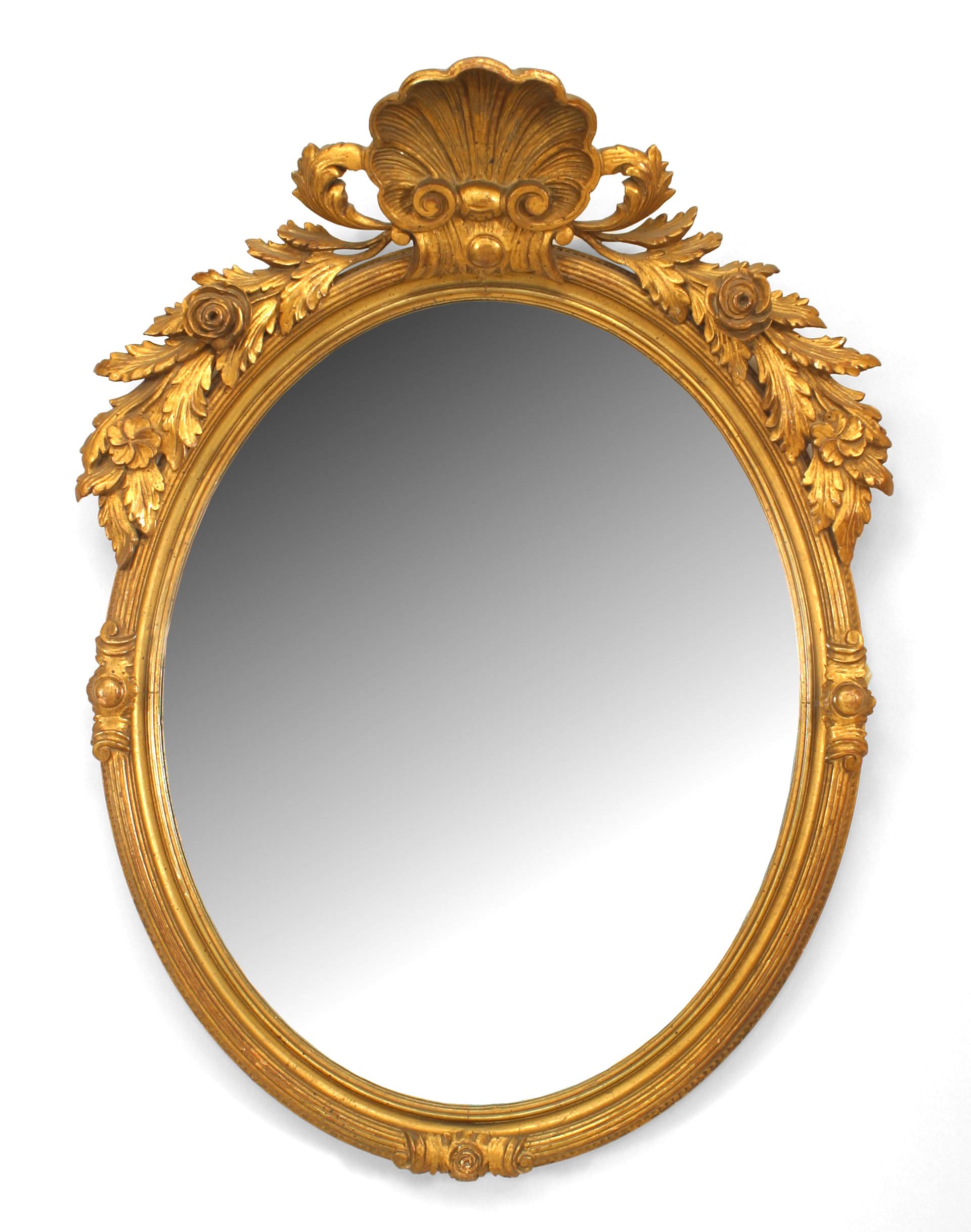 French Victorian Gilt Wood Round Wall Mirror Within Pfister Oval Wood Wall Mirrors (View 15 of 15)