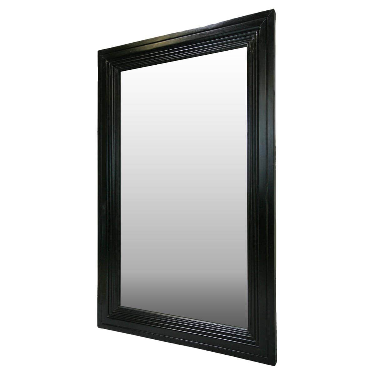 Frontier Rustic Acacia Wood Black Distressed Wall Mirror Frame With Regard To Black Wood Wall Mirrors (View 14 of 15)
