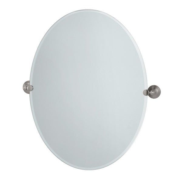 Gatco 4369lg Large Oval Mirror From The Charlotte Series – Satin Nickel For Ceiling Hung Satin Chrome Oval Mirrors (View 1 of 15)