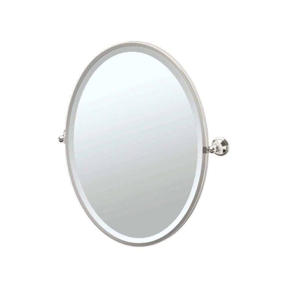 Gatco Laurel Avenue 24 In. X 28 In. Framed Single Oval Mirror In Throughout Single Sided Polished Nickel Wall Mirrors (Photo 12 of 15)