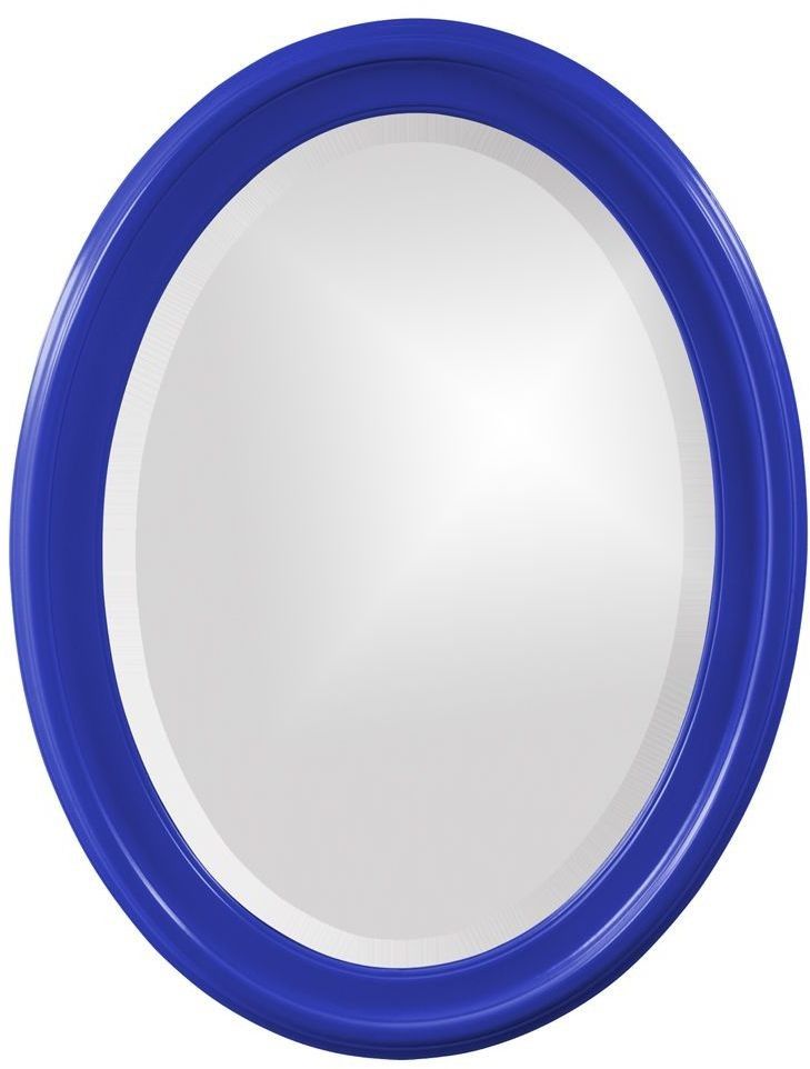 George Glossy Royal Blue Oval Mirror, 40107rb, Howard Elliot Throughout Glossy Blue Wall Mirrors (Photo 14 of 15)