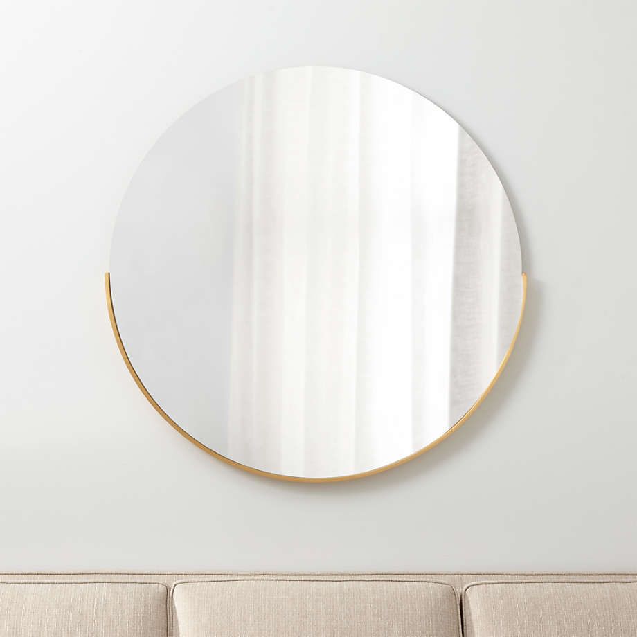 Gerald Large Round Gold Wall Mirror + Reviews | Crate And Barrel Regarding Round Metal Luxe Gold Wall Mirrors (View 10 of 15)