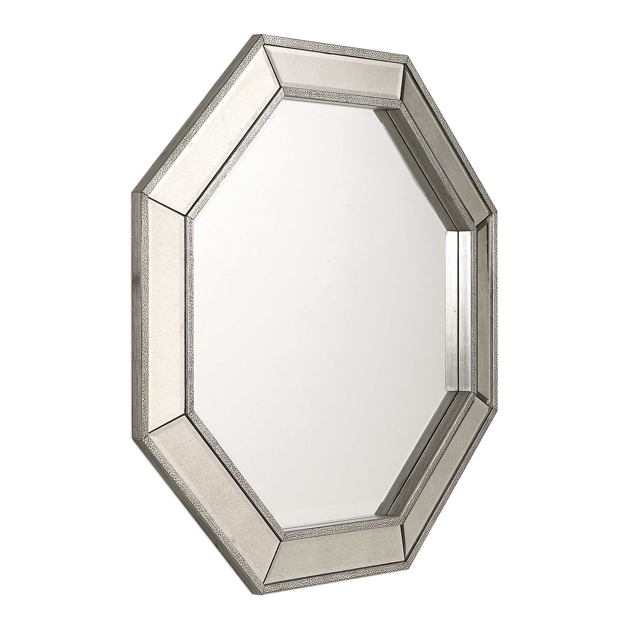 Glam Octagon Silver Mirror Framed Wall Mirror |38" Round Venetian In Octagon Wall Mirrors (View 7 of 15)